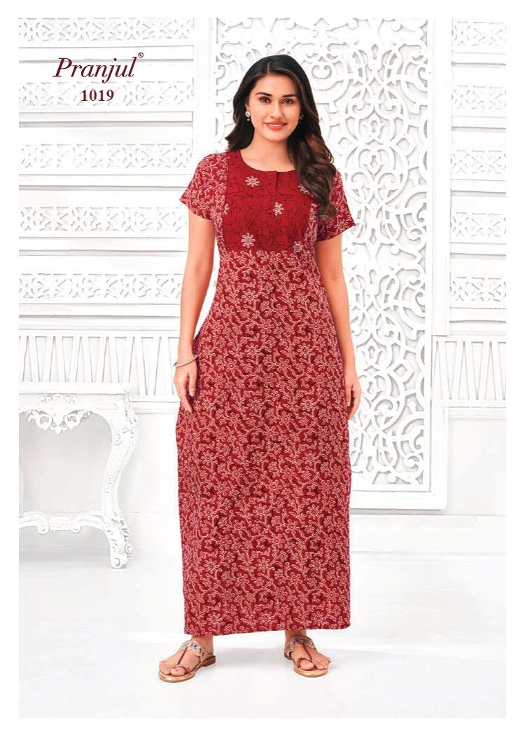 Pragati Vol 10 Pranjul Cotton Night Gowns Wholesale Price