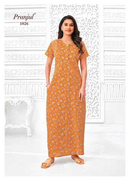 Pragati Vol 10 Pranjul Cotton Night Gowns Wholesale Price
