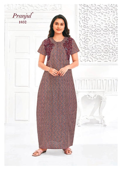 Pragati Vol 10 Pranjul Cotton Night Gowns Wholesale Price
