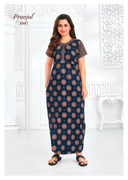 Pragati Vol 10 Pranjul Cotton Night Gowns Wholesale Price