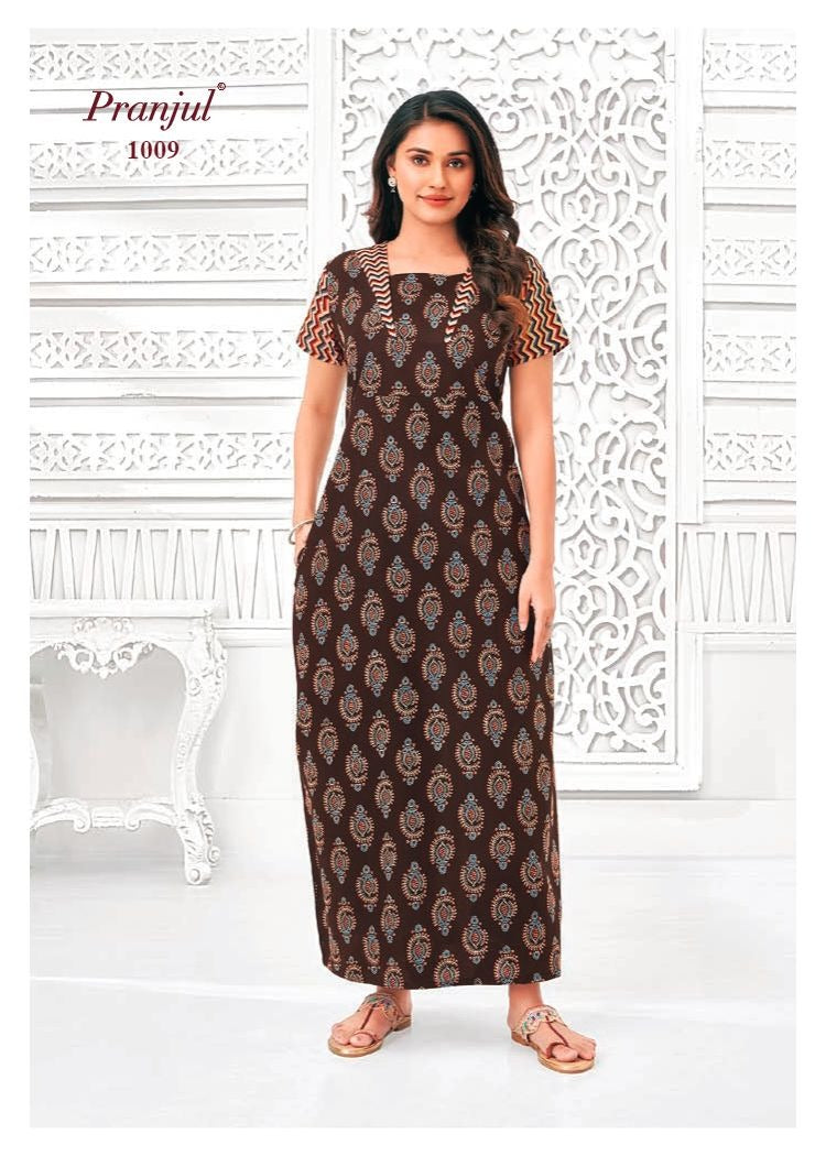 Pragati Vol 10 Pranjul Cotton Night Gowns Wholesale Price