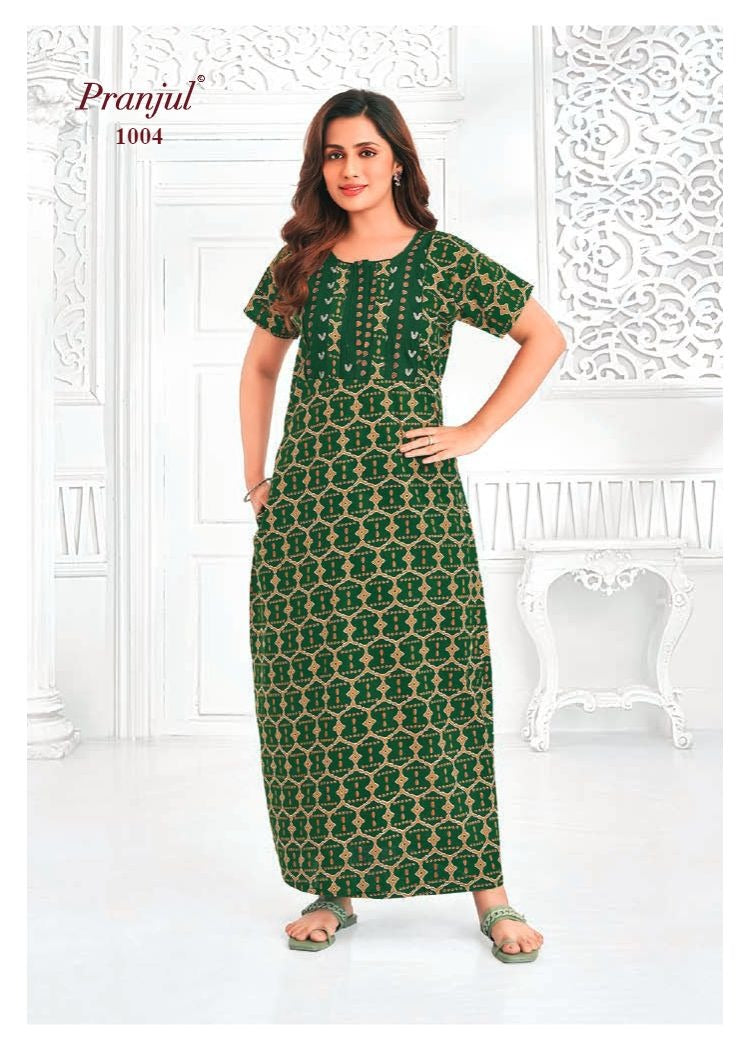Pragati Vol 10 Pranjul Cotton Night Gowns Wholesale Price