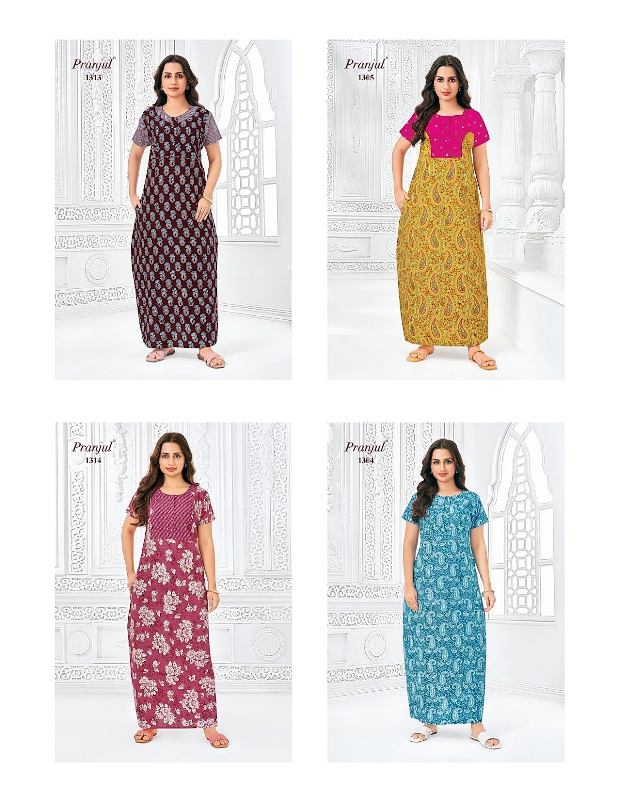 Pragati Vol 13 Pranjul Cotton Night Gowns Supplier Gujarat