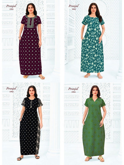 Pragati Vol 19 Pranjul Cotton Night Gowns Wholesale
