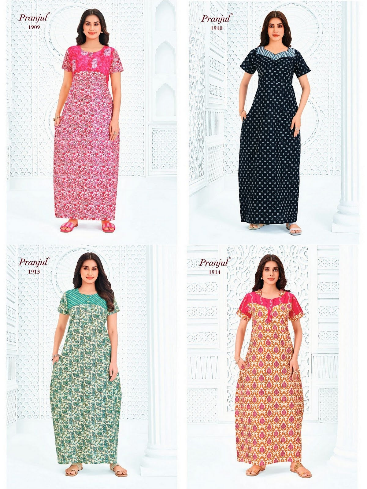 Pragati Vol 19 Pranjul Cotton Night Gowns Wholesale