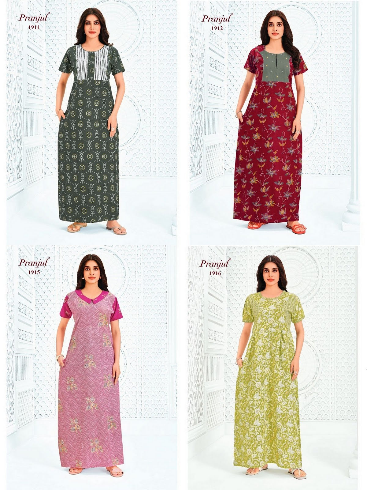 Pragati Vol 19 Pranjul Cotton Night Gowns Wholesale