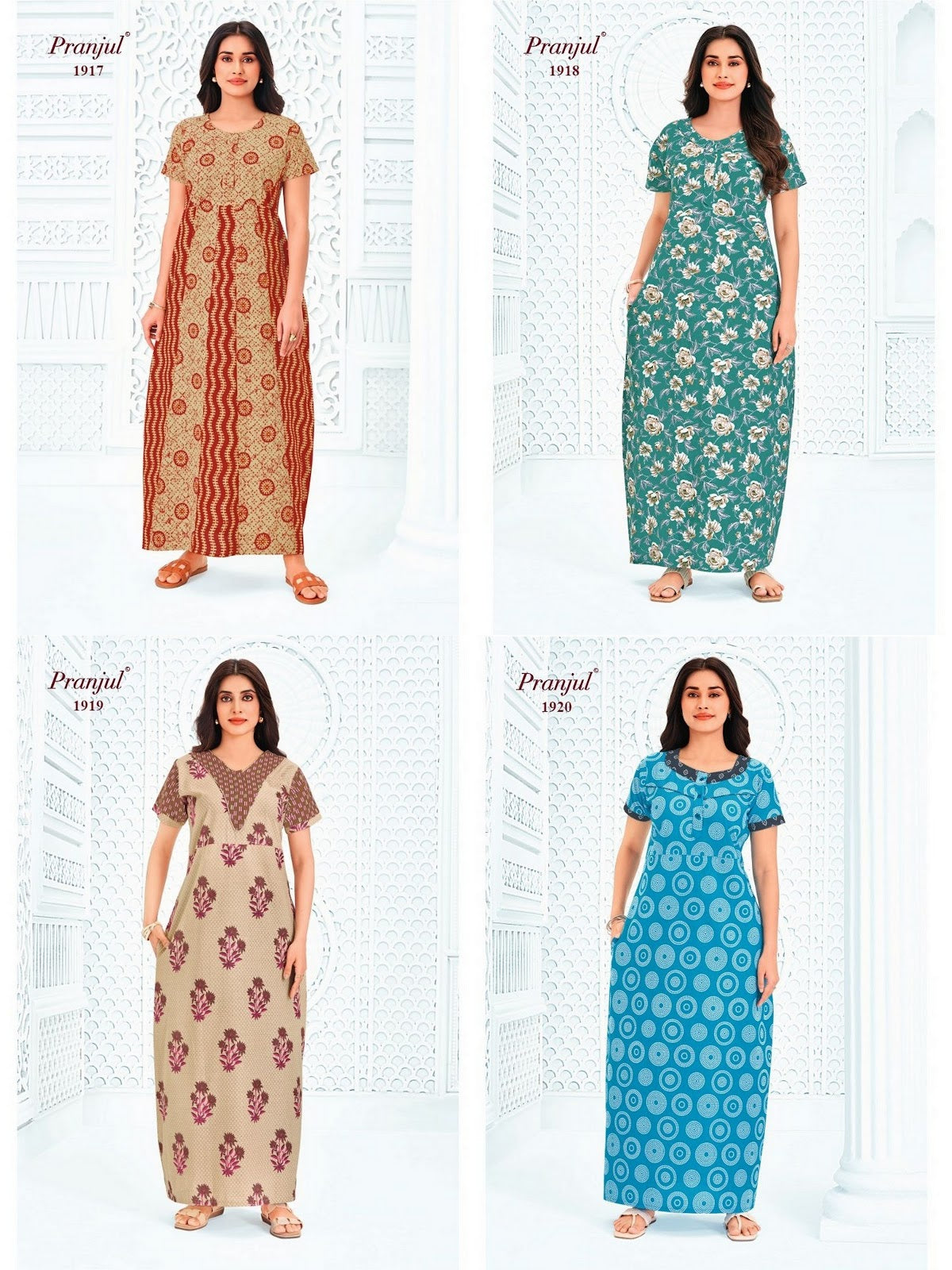 Pragati Vol 19 Pranjul Cotton Night Gowns Wholesale