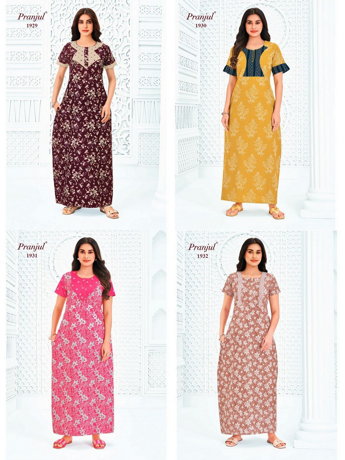Pragati Vol 19 Pranjul Cotton Night Gowns Wholesale
