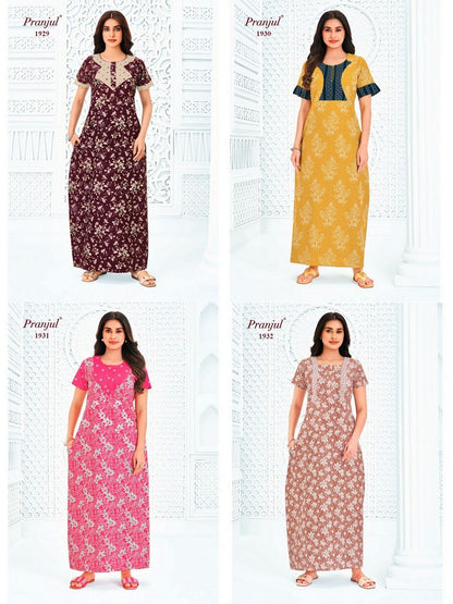 Pragati Vol 19 Pranjul Cotton Night Gowns Wholesale
