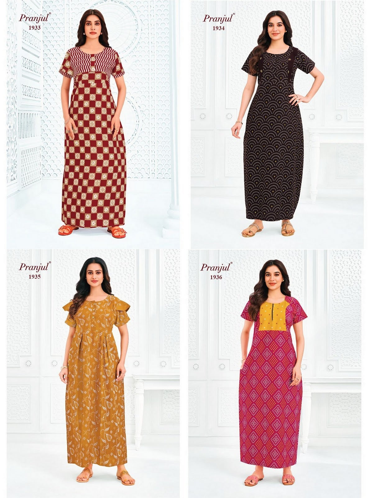 Pragati Vol 19 Pranjul Cotton Night Gowns Wholesale