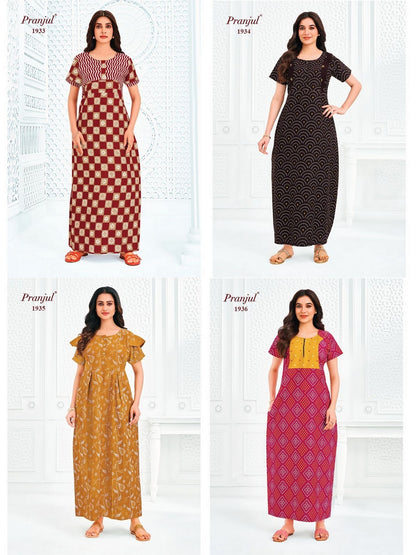 Pragati Vol 19 Pranjul Cotton Night Gowns Wholesale