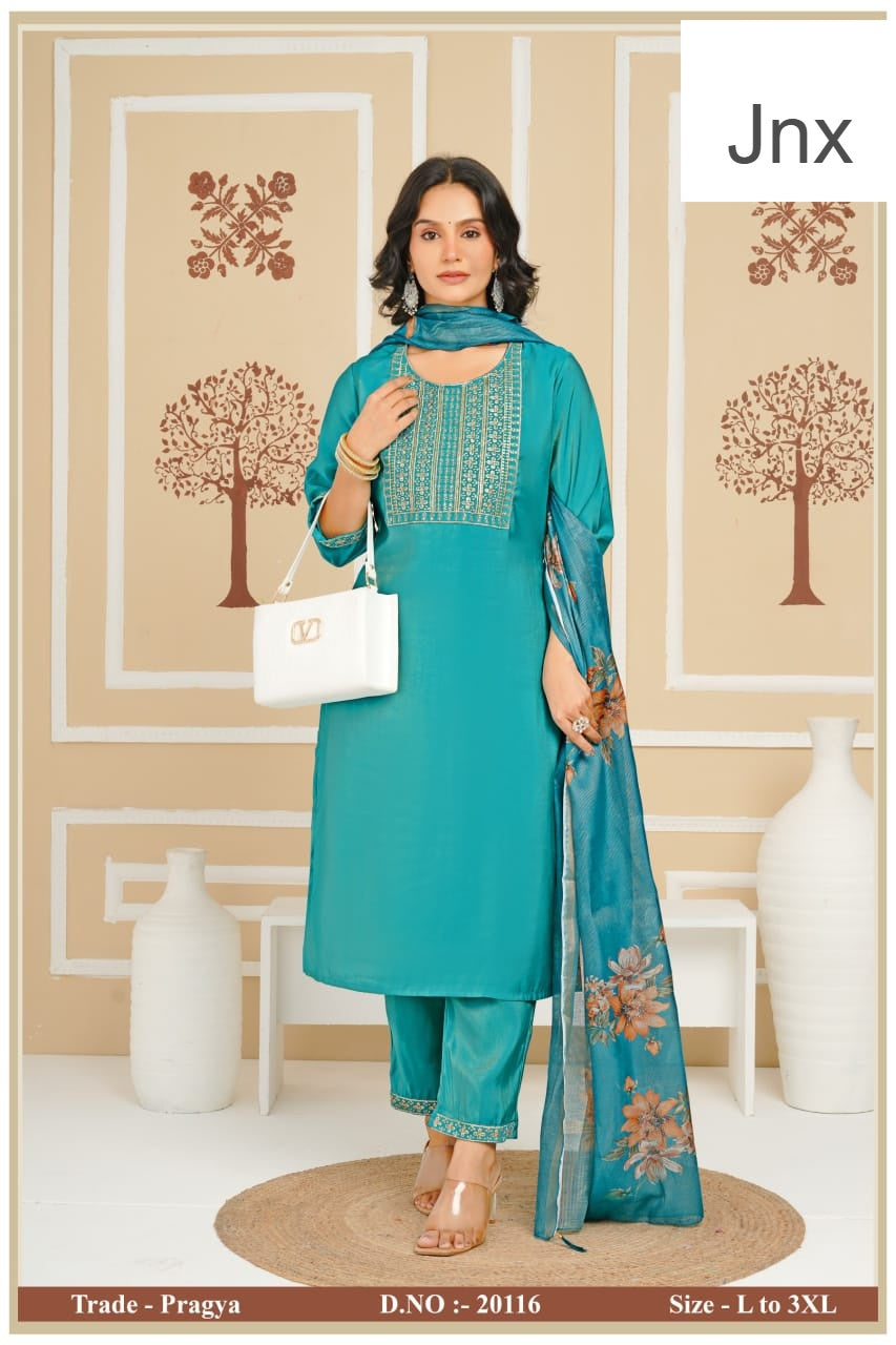 Pragya Jnx Roman Simmer Readymade Pant Style Suits Wholesaler