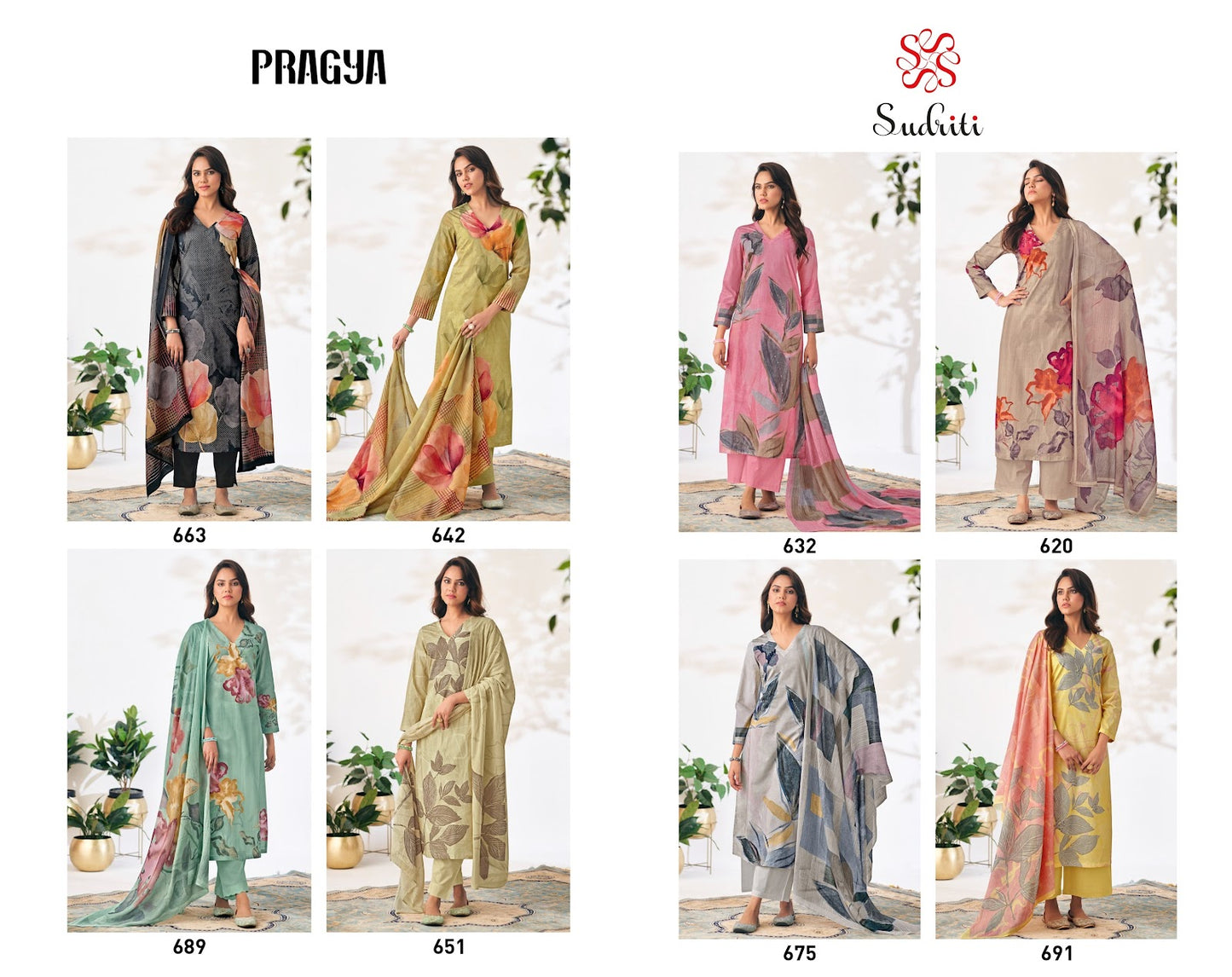 Pragya Sudriti Sahiba Cotton Lawn Pant Style Suits Exporter