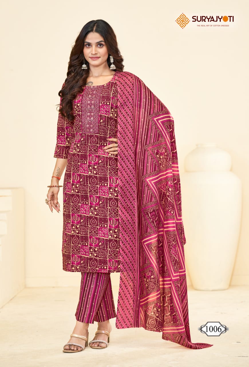Pragya Vol 1 Suryajyoti Cotton Readymade Pant Style Suits Wholesaler India