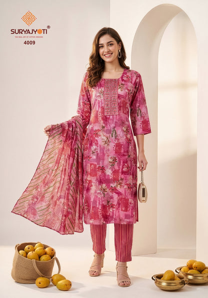 Pragya Vol 4 Suryajyoti Readymade Cotton Pant Suits Manufacturer India