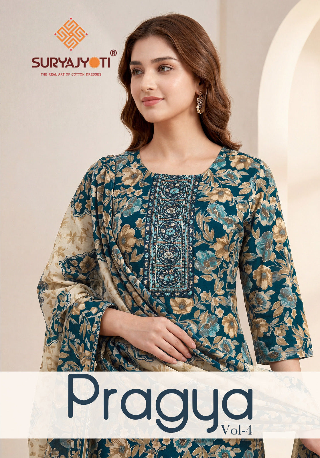 Pragya Vol 4 Suryajyoti Readymade Cotton Pant Suits Manufacturer India