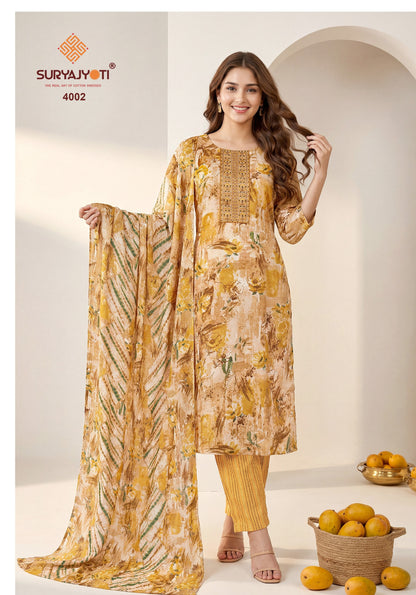 Pragya Vol 4 Suryajyoti Readymade Cotton Pant Suits Manufacturer India
