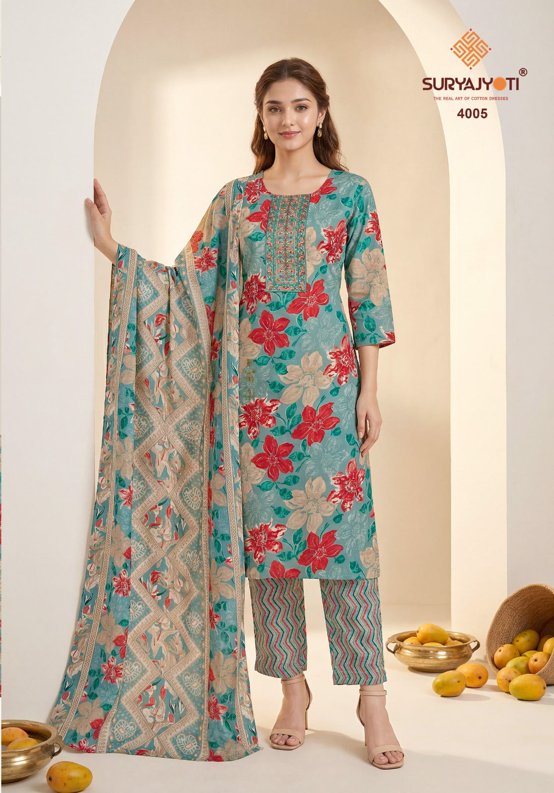 Pragya Vol 4 Suryajyoti Readymade Cotton Pant Suits Manufacturer India