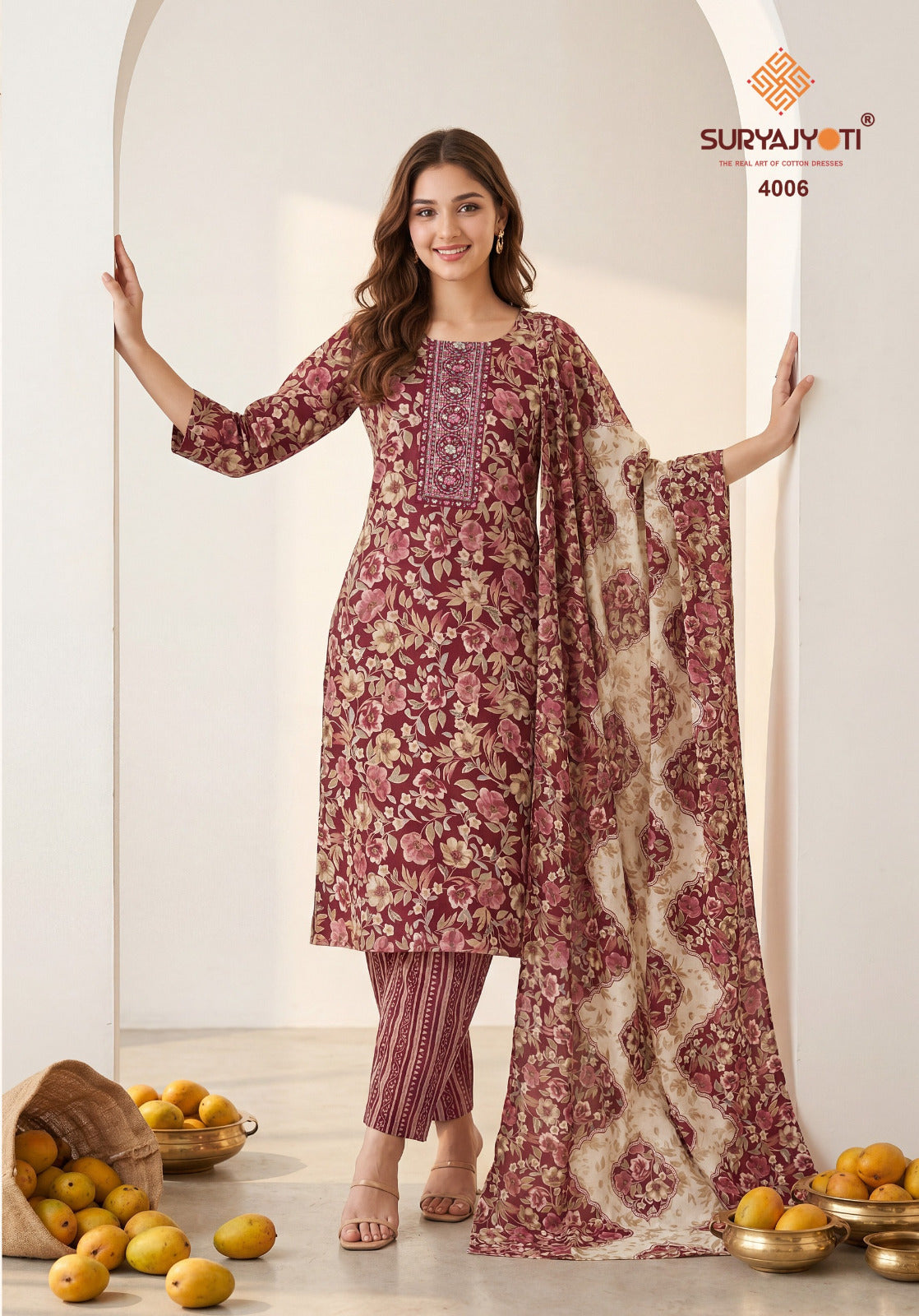 Pragya Vol 4 Suryajyoti Readymade Cotton Pant Suits Manufacturer India