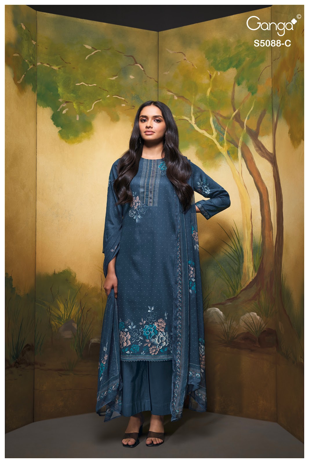 Prairie S5088 Ganga Cotton Satin Pant Style Suits Manufacturer Ahmedabad
