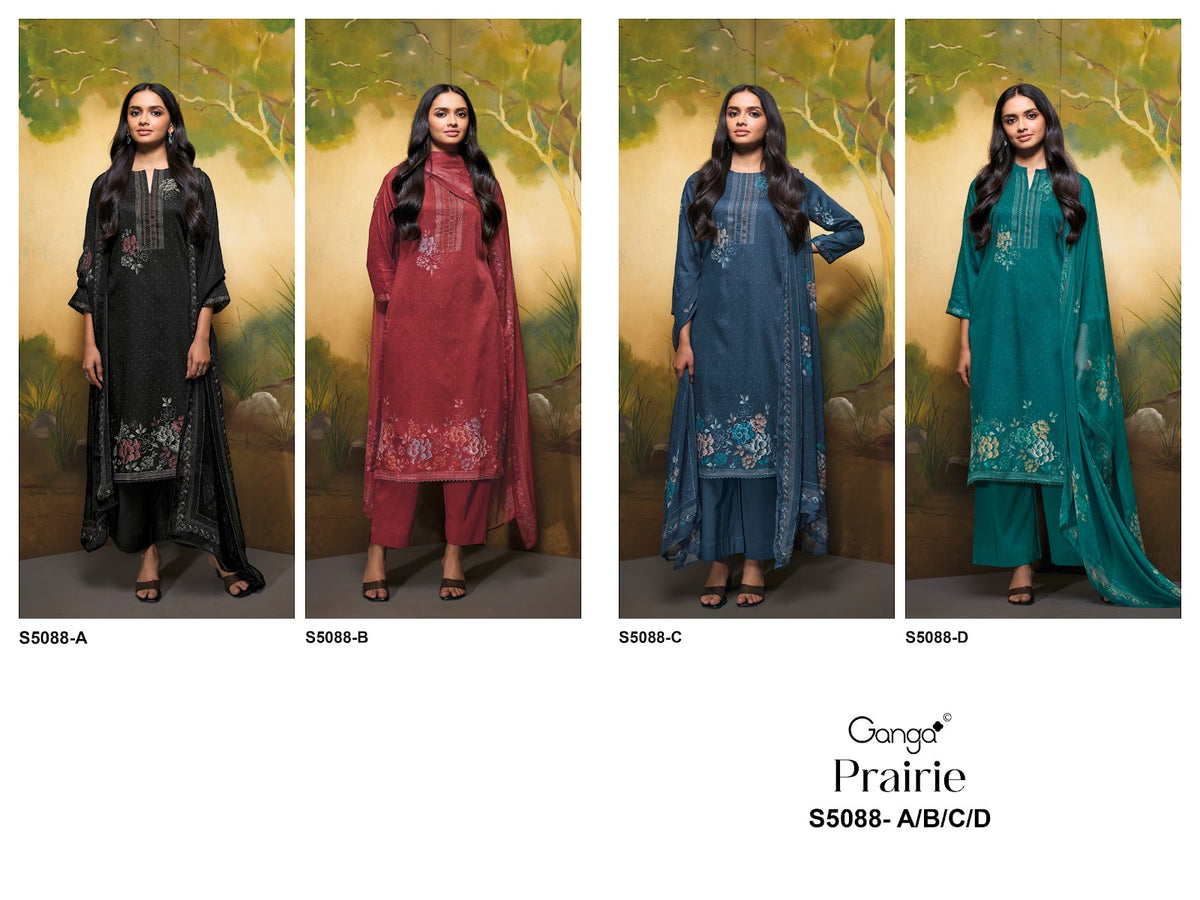 Prairie S5088 Ganga Cotton Satin Pant Style Suits Manufacturer Ahmedabad