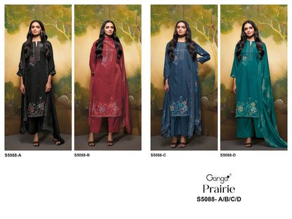 Prairie S5088 Ganga Cotton Satin Pant Style Suits Manufacturer Ahmedabad