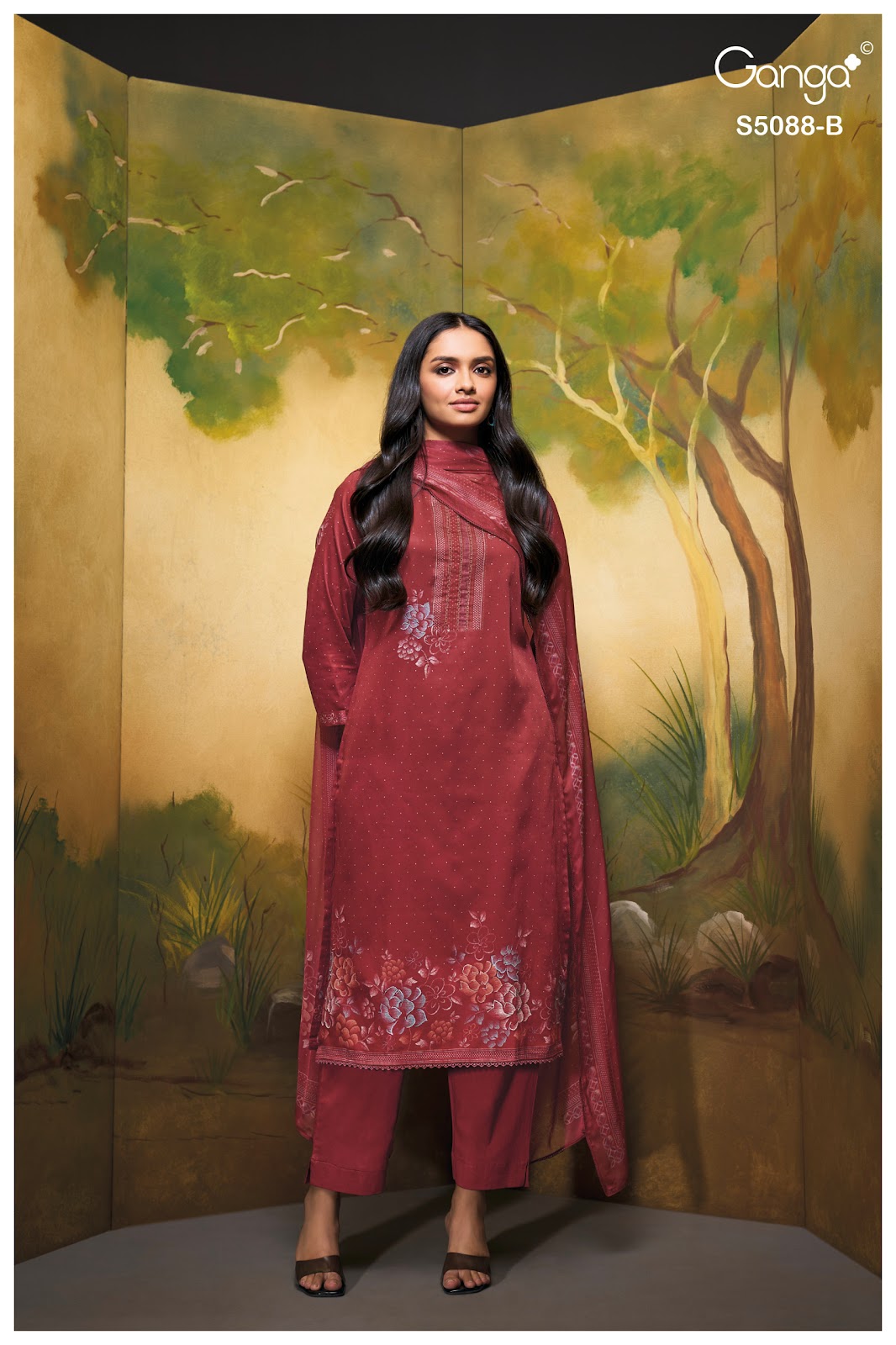 Prairie S5088 Ganga Cotton Satin Pant Style Suits Manufacturer Ahmedabad