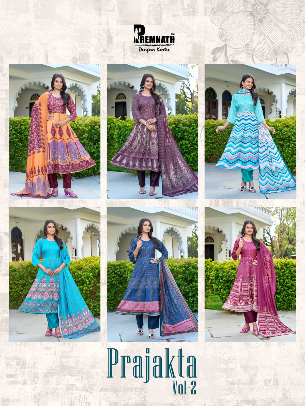 Prajakta Vol 2 Premnath Roman Readymade Anarkali Suits Wholesaler