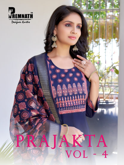 Prajakta Vol 4 Premnath Roman Silk Readymade Anarkali Suits Exporter