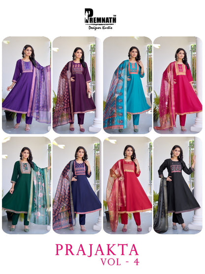 Prajakta Vol 4 Premnath Roman Silk Readymade Anarkali Suits Exporter