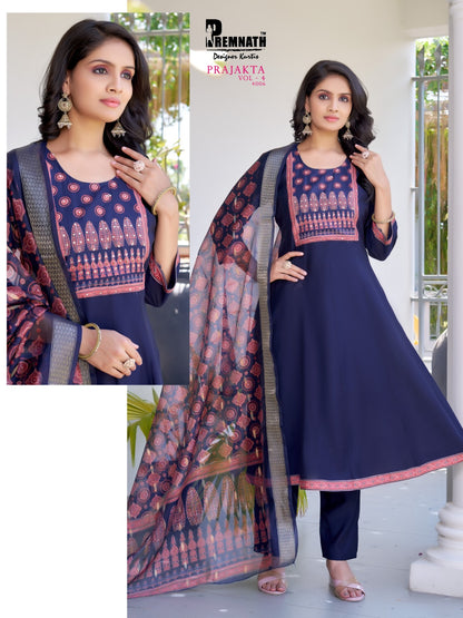 Prajakta Vol 4 Premnath Roman Silk Readymade Anarkali Suits Exporter