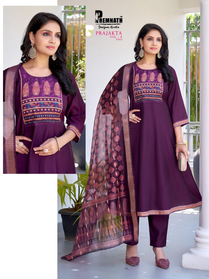 Prajakta Vol 4 Premnath Roman Silk Readymade Anarkali Suits Exporter