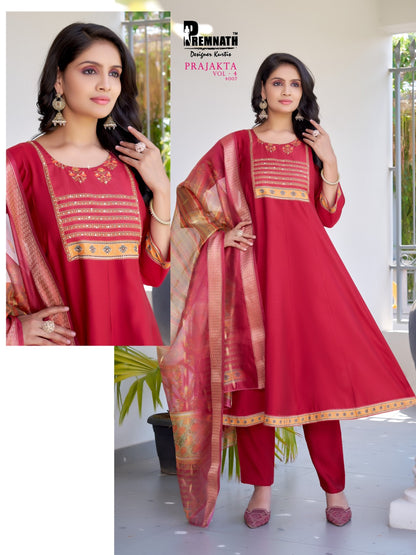 Prajakta Vol 4 Premnath Roman Silk Readymade Anarkali Suits Exporter