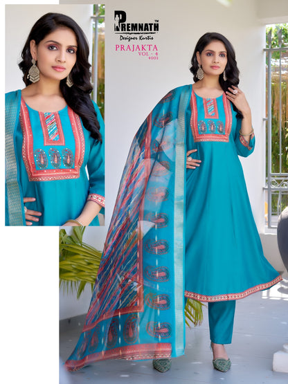 Prajakta Vol 4 Premnath Roman Silk Readymade Anarkali Suits Exporter
