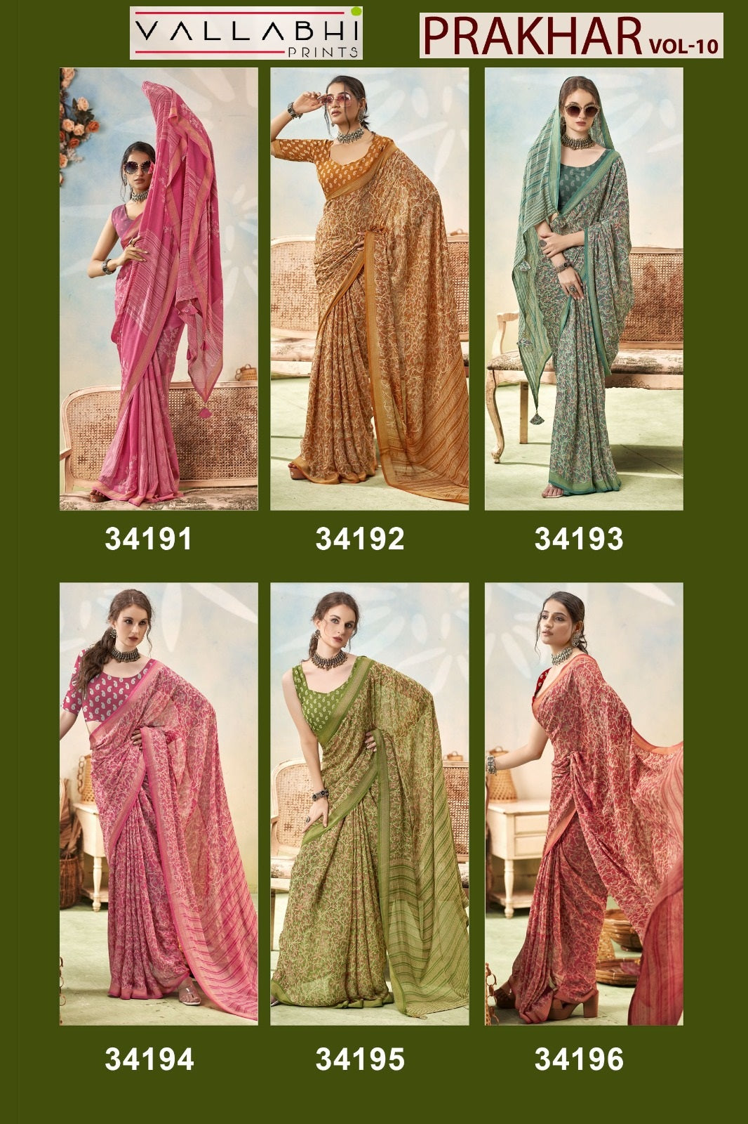Prakhar Vol 10 Vallabhi Prints Moss Sarees Manufacturer Ahmedabad
