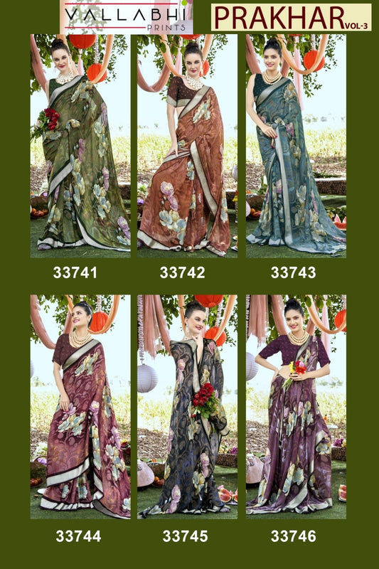 Prakhar Vol 3 Vallabhi Prints Georgette Sarees Wholesale Price