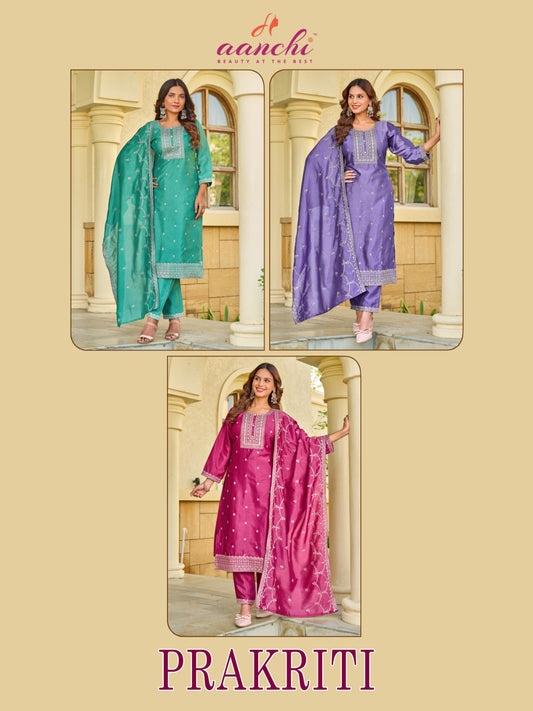 Prakriti Aanchi Vichitra Silk Readymade Pant Style Suits Manufacturer Gujarat