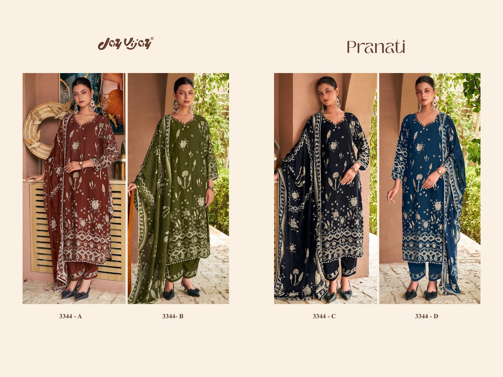 Pranati 3344 Jay Vijay Muslin Silk Pant Style Suits Exporter