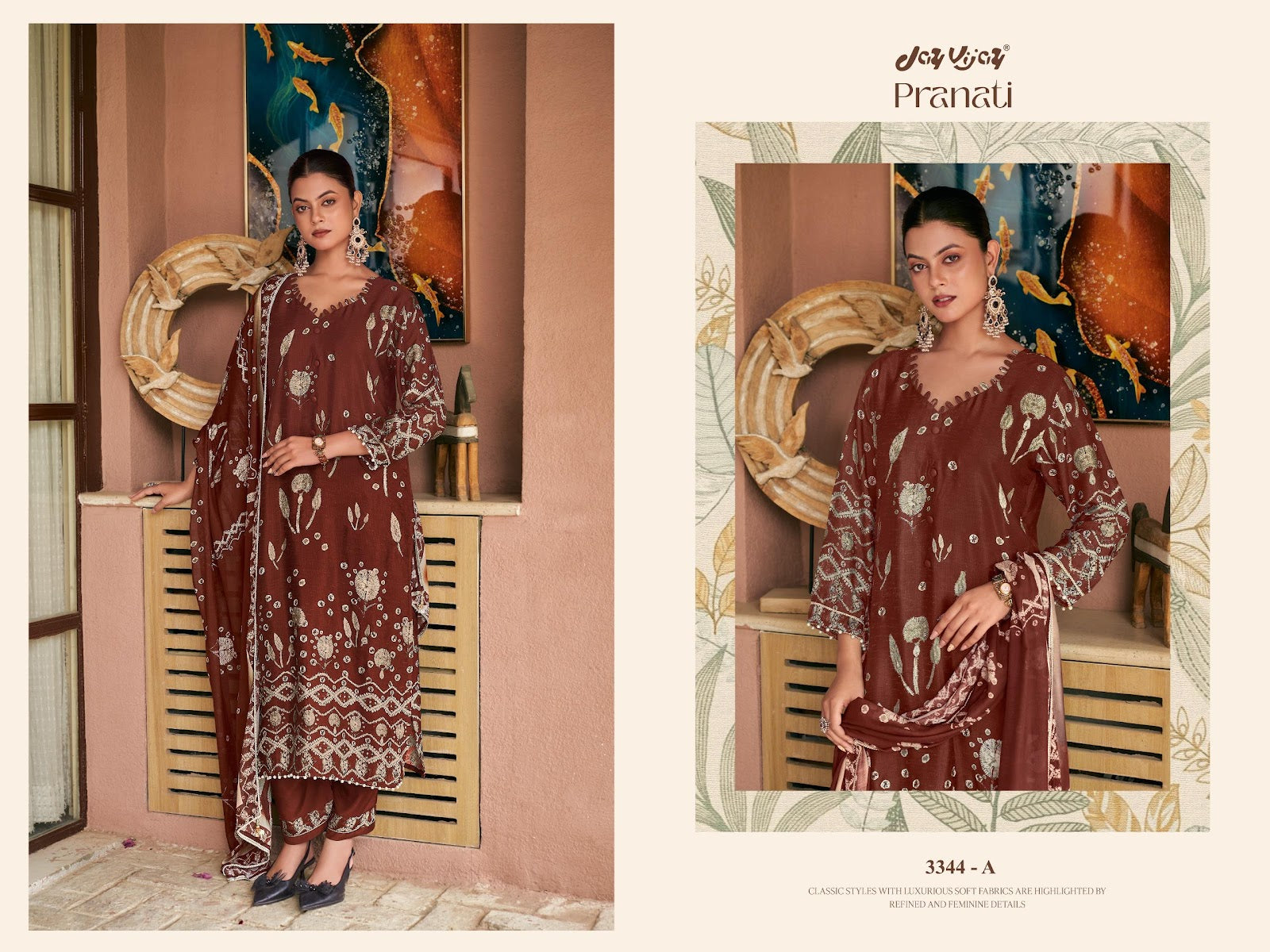 Pranati 3344 Jay Vijay Muslin Silk Pant Style Suits Exporter