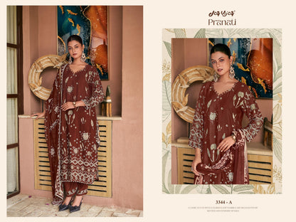 Pranati 3344 Jay Vijay Muslin Silk Pant Style Suits Exporter