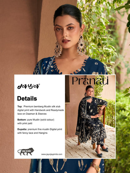Pranati 3344 Jay Vijay Muslin Silk Pant Style Suits Exporter