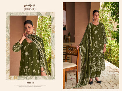 Pranati 3344 Jay Vijay Muslin Silk Pant Style Suits Exporter