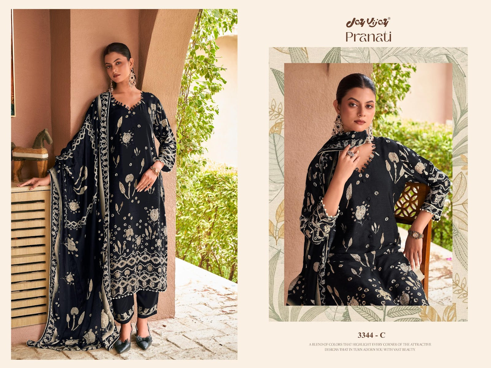 Pranati 3344 Jay Vijay Muslin Silk Pant Style Suits Exporter