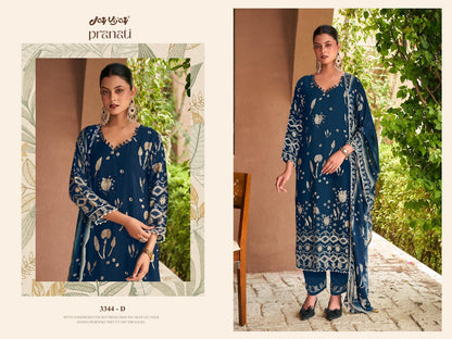 Pranati 3344 Jay Vijay Muslin Silk Pant Style Suits Exporter