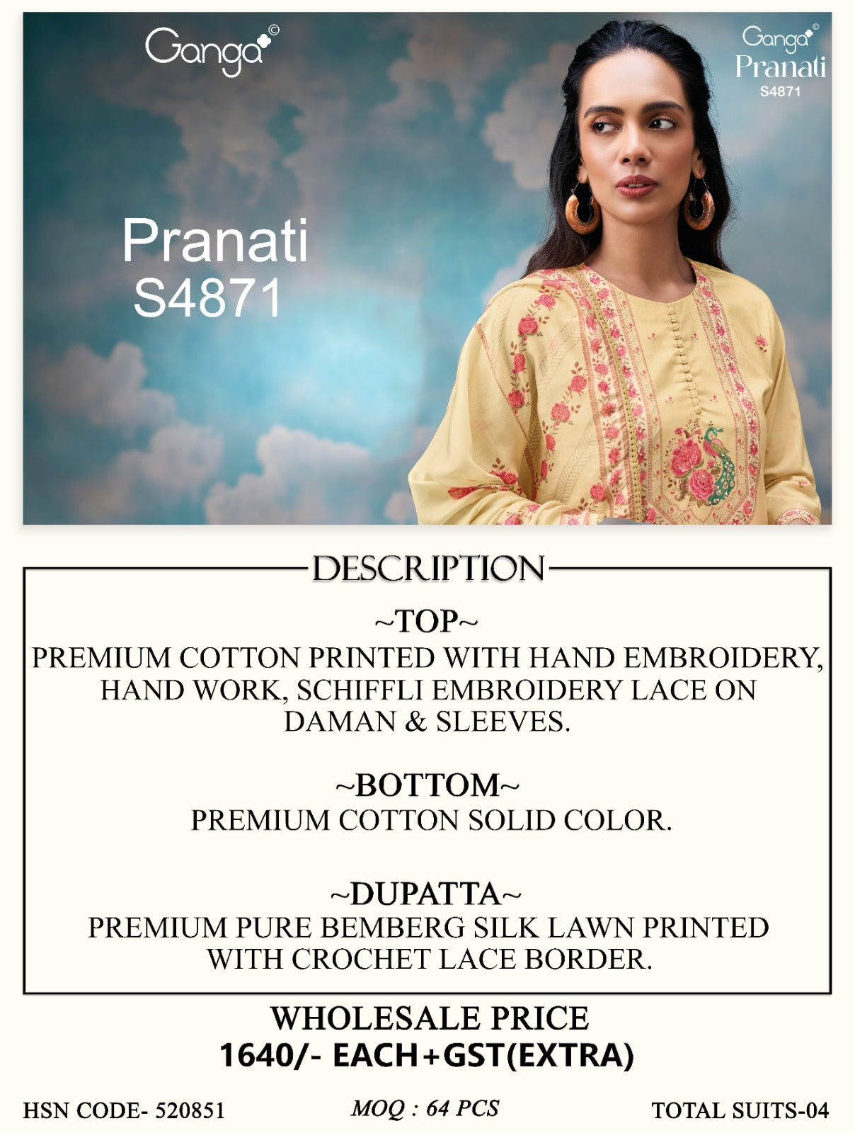 Pranati S4871 Ganga Cotton Plazzo Style Suits Supplier