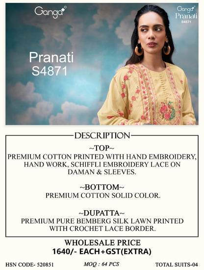 Pranati S4871 Ganga Cotton Plazzo Style Suits Supplier