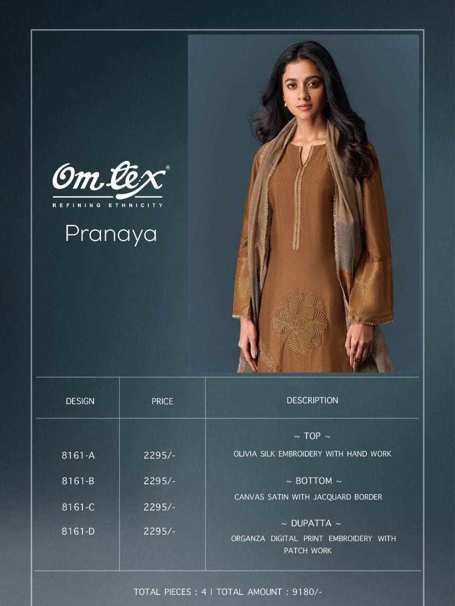 Pranaya Omtex Silk Plazzo Style Suits Supplier India
