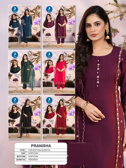 Pranisha Kaya Vertican Readymade Pant Style Suits Wholesale Price