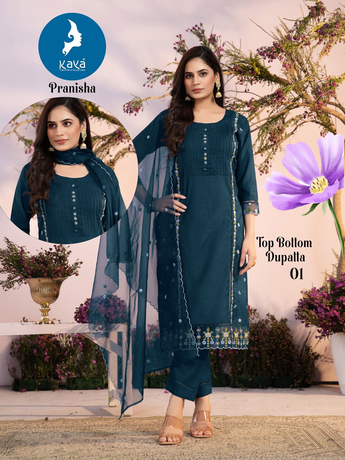 Pranisha Kaya Vertican Readymade Pant Style Suits Wholesale Price