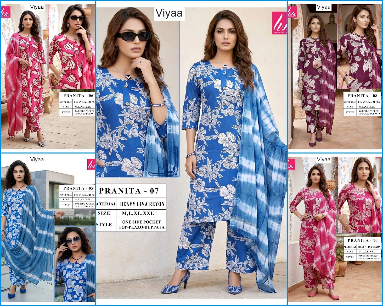 Pranita Viyaa Liva Rayon Readymade Plazzo Style Suits Supplier India